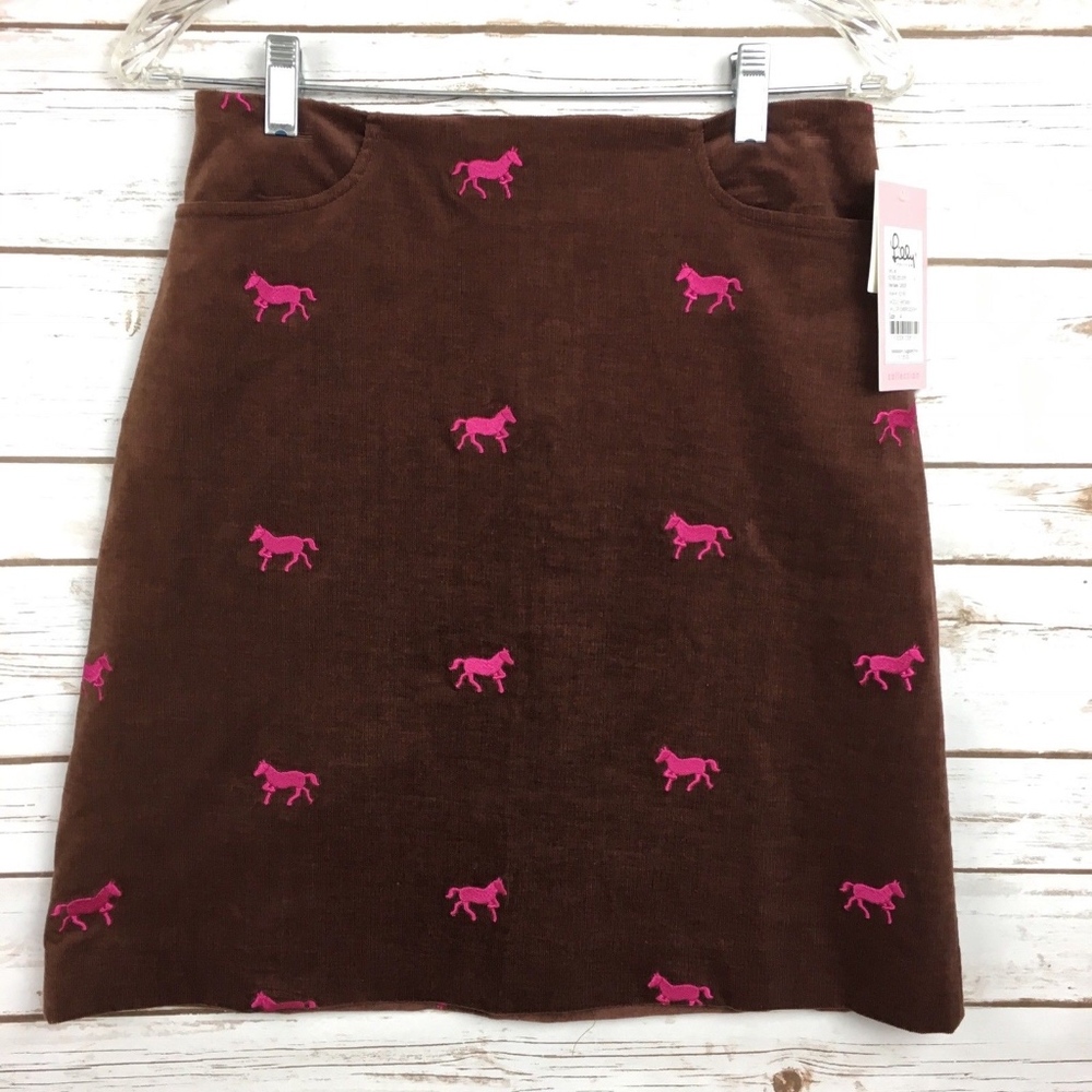 Lilly Pulitzer Cassie Brown Horse Gallop Skirt Western